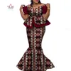 Bintarealwax Africa Style Two Piece Dress Skirt Set Dashiki Elegant Clothing Ruffles Crop Top and Skirt Women Sets for Wedding WY9085