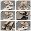 2024 New top Thick soled cross strap cool slippers women black Exquisite sequin sponge cake sole one line trendy slippers