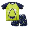 2 штуки Set Kids Swimsuit Короткая летняя одежда для медведя -медвежьи сама мультфильм Печать Детская купальница 240412