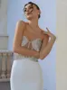 Casual Dresses Women Celebrity Sexy Strapless Diamonds Sparkly White Maxi Long Bodycon Bandage Prom Dress Elegant Evening Cocktail Party