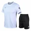 Set män som kör Set Gym Fitness Short Sleeve Sports Suit Jogging Sportswear Quick Dry Football Jersey Tracksuit Workout Clothes