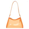 Shopping Bags Trendy Candy-color Messenger Bag Transparent Shoulder With Zipper Underarm Jelly Handbag For Street Strolling