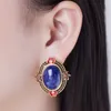 Środkowy vintage przesadzony retro kolczyki luksusowe naturalne lapis lazuli zabytkowe kolczyki średniowieczne biżuterię nowa design DJ-010
