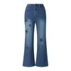 Женские джинсы Женские винтажные джинсовые штаны Y2K Эстетическая низкая талия расклешенные брюки Звездный шаблон колокол нижний гранж Гранж 2000 -х