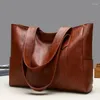 Shoulder Bags Women Fashion Korean Simple Large Capacity Tote Bag Soft Faux Leather Bolso Mujer