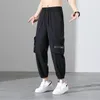 Hommes minces d'été 8xl plus joggeurs de taille glacée pantalon cool de la soie de sport décontractée cargo cargo hip hop streetwear homme pantalon 240412