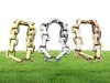 Fashion Unisex Mens Designer V Armband Gold Square Link Chain Colored Titanium Steel 5558266