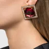 Boucles d'oreilles en pente Designer exagéré carré cristal grand coup d'oreille Femmes Top Quality Europe America Jewelry Trendy 2024