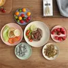 4pcs Weizenstrohplatten Unzerbrechliche wiederverwendbare Teller Set perfekte Abendessen Knochen Sammlung Teller für Heimküche