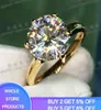 Yanhui tem 18K RGP Pure Solid Solid Gold Gold Ring Round Solitary 8mm 2 0CT Laboratório Diamante Anel de casamento para mulheres ZSR169226P7585175