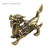 Decorative Figurines Vintage Brass Pixiu Tea Pet Decoration Animal Statue Office Desk Crafts Room Decor Feng Shui Artificial