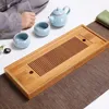 Bandejas de chá Acessórios de bambu Tabela de bandeja com rack de drenagem 25x14x3.5cm Conjunto de porções chinesas