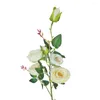 Fleurs décoratives Réaliste de l'entretien artificiel faux 6 branche de rose de tête avec tige verte pour la maison intérieure