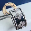 Clover de quatro folhas Cleef anel de caleidoscope designer anéis para mulheres esterling prata diamante anel de unhas anéis de luxo jóias de estilista de rosa de prata dourada com caixa