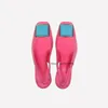 Dress Shoes 5Cm Heeled Slingback Mixed Color Soft Leather Buckle Accessory Pumps High Heel Women Chunky Round Toe