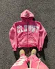 Kadın Hoodies Sweatshirts Yeni Amerikan Tarzı Yama Nakış Çift Büyük Boyu Sweatshirt Kadın Y2K Street Hip-Hop Ceket Retro Rahat Fermuar Hoodie Erkekler 240413