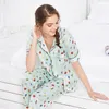 Домашняя одежда PS0273 Женщины пижама Высококачественный печатный набор для пижамы Lady Summer осень для женской паджамы атласная шелковая сексуальная одежда для сна