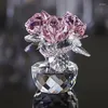 Dekorativa figurer Crystal Rose Blommor Pappersvikt Glass Craft Home Deocr Table Ornaments Valentines Födelsedagspresent