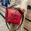 Borsa borse di lusso da donna BASS DESIGNER VINTAGE Tote Pu Leather Retro Floral femmina Messenger Mother Shopping Spalla