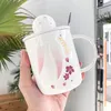 Mokken 500 ml Ceramics Cup Cartoon 3D reliëf met de hand beschilderde lepel met deksel keramisch creatief schattig studentenpaar Mark