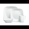 Plates Corelle Square Pure White 16-Piece Dinnerware Set Dinner And Dishes Plate Ceramic