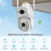 IP Cameras 8MP 4K PTZ WiFi IP Camera Security Protection Dual Lens ScreenColor Night Vision4MP IP Camera CCTV Surveillance Camera ICSEE APP 240413