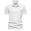 Polos Polos Cotton Lapel Short-Sleeve Polo Shirt Kieszonkowy krótki rękaw