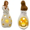 Titulares de velas Objetos decorativos para prateleiras do dia das mães Candlestick Resin estátua com led lind