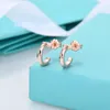 Lady Designer Studs Earrings 925 Silver Needle Semi-diamond Smooth Earrings White Copper Plated 18K Gold Plum Studs