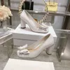 End Quality New Fashionable Full Diamond High Single Fashion Square Head Round Heel Shallow Mouth Women's Shoes