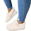 Sıradan Ayakkabı Kadınlar Kış Yuvarlak Ayak Platformu Peluş Peluş Slip-On Kesikli Rahat Sıcak Büyük Boy Lefer