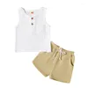 Set di abbigliamento per bambini piccoli abiti estivi abiti in cotone in cotone canotte maniche e pantaloncini da shorts impostato 6m-4t