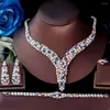 Necklace Earrings Set ThreeGraces 4pcs Shiny Multicolor Cubic Zirconia Luxury Bridal Wedding Prom Jewelry For Women T1016
