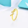 Paare Designerringe Hochversion Diamond Seilring Weißer Kupfer mit 18 Karat Roségold European American Fashion Glossy Ring