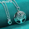 Pendants Chshine 925 argent rond de vie sterling arbre de vie 16-30 pouces