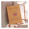 Pendant Necklaces 2021 Newest Crystal Quartz Druzy Butterfly Necklace Butterflys Imitation Natural Stone Resin Pendants Paper Card Dro Dhsfn