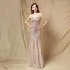 Casual Dresses Green Spaghetti Strap V Neck Sleeveless Sequins Maxi Long Prom Dress Women Mesh Mermaid Evening Party Vestidos Gowns