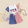 Giyim setleri 4 Temmuz Toddler Boy Kıyafetleri ABD Amerikan Nakış T-Shirts Star Stripe Şort Bağımsızlık Günü Giysileri