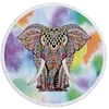 Handduk Floral Boho Microfiber Elephant Summer 150 cm Round Beach med Tassel för vuxen färgglada tryckt sjal