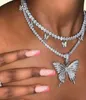 New Arrivals Big s Designers Cuban Fashion Butterfly Necklace EuroAmerican Diamond Pendant HipHop Jewelry Tennis Choker 1781126