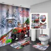 Duschvorhänge Frohe Weihnachtsvorhang Polyester Bad Set Mode 3D Badezimmer Weihnachtsmann Geschenk Home Decor Drop Drop