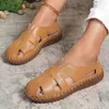 Casual schoenen vrouwen sandalieën 2024 zomer holle ademende zapatos groot formaat platte sandalen para damas en Oferta