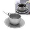 Mugs Stainless Steel Insulated Coffee Cup Kit With Spoon Mat Double Layer Retro For Home Camping 180ml