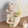 Vases Nordic Butterfly Girl Vase Resin Crafts Creative Home Decoration Desktop Soft Light Luxury Flower Pot