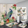 Shower Curtains Peacock Bathroom Set With Curtain And Rug Chinese Bird Feather Home Decor Non-slip Toilet Seat