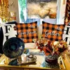 Pillow Pumpkin Covers Thanksgiving Plaid Linen Fabric Decoration Supplies For Yard Car Chair Bedding Sofa Living