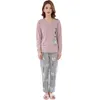 Ropa para el hogar Diseño original Mujeres Impresión de algodón cómodo Pajama Conjuntos Otoño Invierno Camina larga Sleepwear