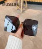 Zonnebrillen Muselife Oversized Square Sun Glasses Ladies 2022 Luxe Pearl Women Brand Designer Fashion Shades Big7252505