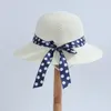 Berets Straw Hat Beach Zon Vizier Cap Adembevolking Bescherming Visser opvouwbare Bowknot Panama Lente zomer