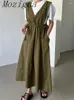 Lässige Kleider Sommer ärmellose Baumwollkleidung Frauen Korea Chic Maxi Vintage Lose Office Ladies Mode Taille Slim Vestidos